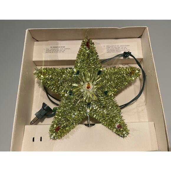 NEW! VTG GE Tinsel Topper Merry Midget Christmas Star Tree Gold Lights Decor - Picture 3 of 8